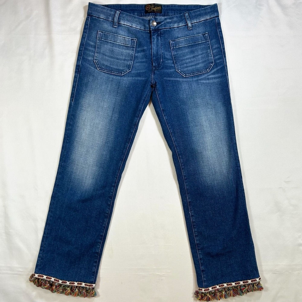 Seafarer Lord Jim SPECIAL Straight Ankle Jeans Size 32 Fringe Hem Mid Rise RARE